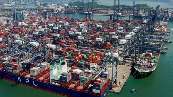 Kwai Chung Cargo Terminal in Hong Kong city