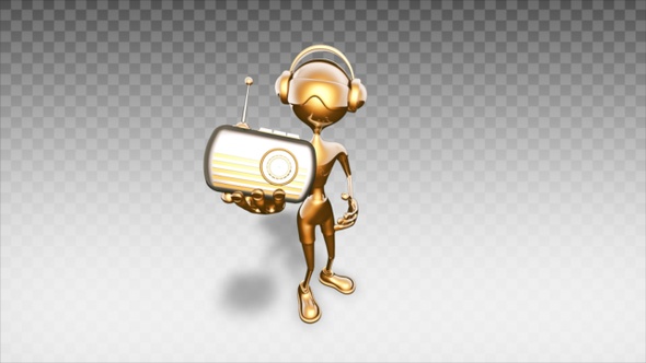 Gold 3D Man - Cartoon Show Radio