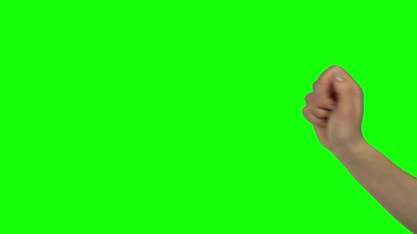 Hand of Woman Showing Two Points. Chroma Key. Close Up