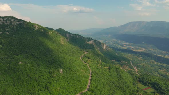 Aerial View of the Zeta Valley From Monastery of Ostrog Montenegro