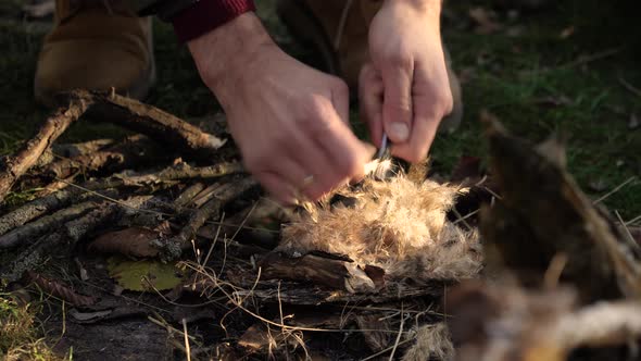 Tourist's Hands Burn Fire