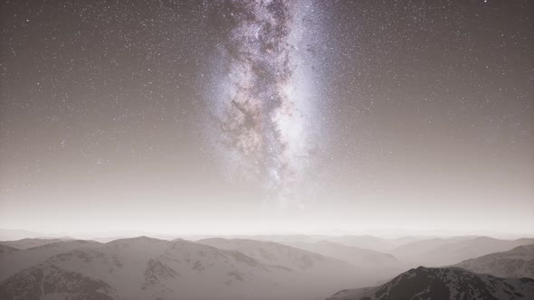 Milky Way Above Snow Covered Terrain alt