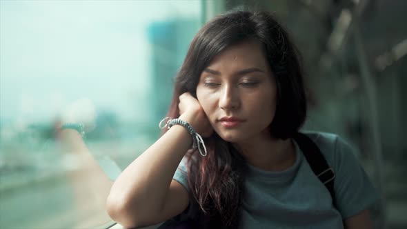 Beautiful Girl Travelling in Subway