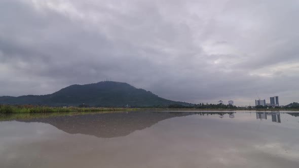 Timelapse cloudy reflection of cloudy sky in the morning 