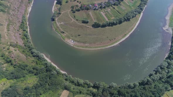 Curved river seen from above