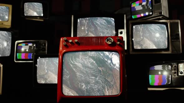 ISS passing over Pakistan and India on Vintage TVs.