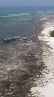 Tanzania  Vertical Video of Low Tide in the Ocean Near the Coast of Zanzibar Slow Motion