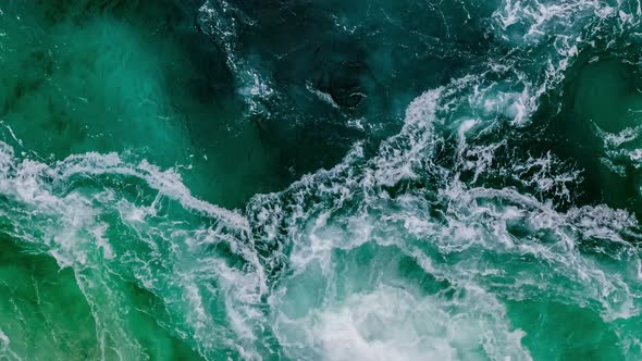 Waves of Water of the River and the Sea Meet Each Other During High Tide and Low Tide