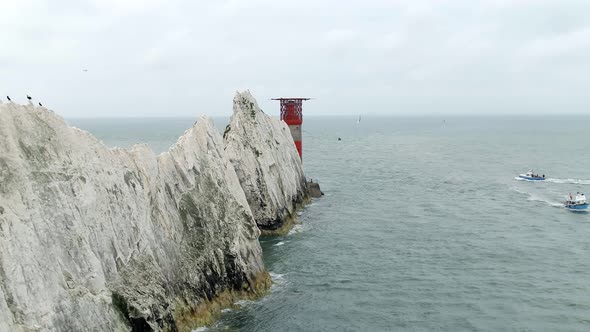 The Isle of Wight Needles a Natural Chalk Coastal Feature with a Lighthouse