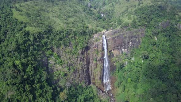 Diyaluma falls waterfall in  Sri Lanka.