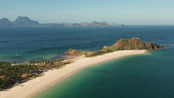 Wide Tropical Beach with White Sand, View From Above