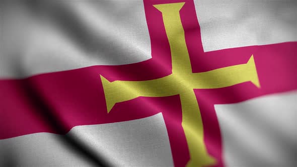 Guernsey Flag Textured Waving Close Up Background HD