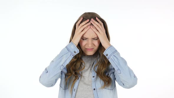 Woman Gesturing Headache, Stress at Work