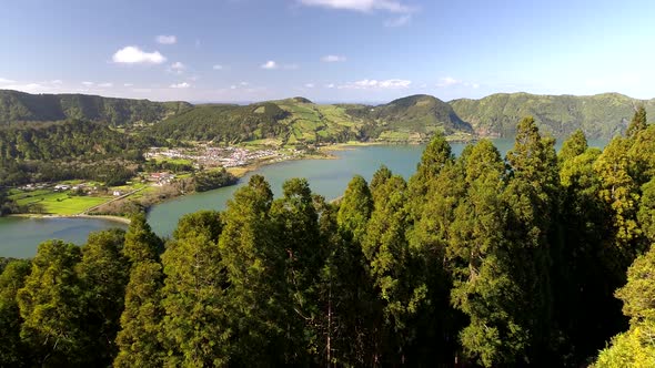 Lagoa Das Sete Cidades - Lakes and Town on Sao Miguel Island, Azores.