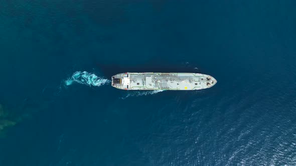 Gas tanker at sea aerial view 4 K Turkey Alanya