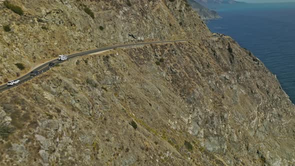 Winding Roads on a Mountain Along Pacific Coast in California