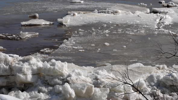 Ice On River In Spring