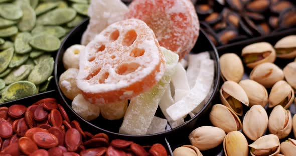Traditional chinese snack tray for lunar new year