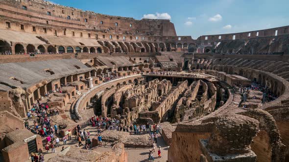 Time Lapse of Tourist in Rome Colosseum in Italy