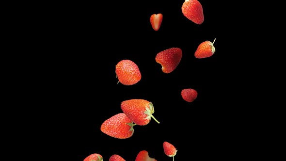 Falling Strawberries  With Alpha Channel