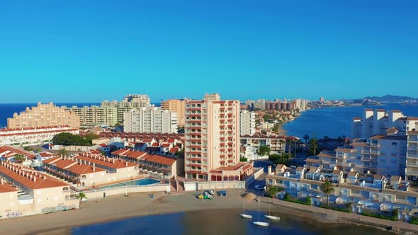Aerial View. Panoramic View of Streets, Roads and Buildings Foreland La Manga Del Mar Menor