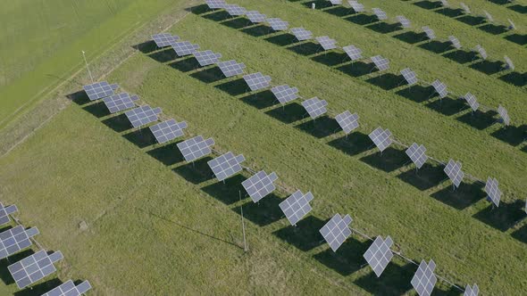 Field of Solar Panels Generating Electricity