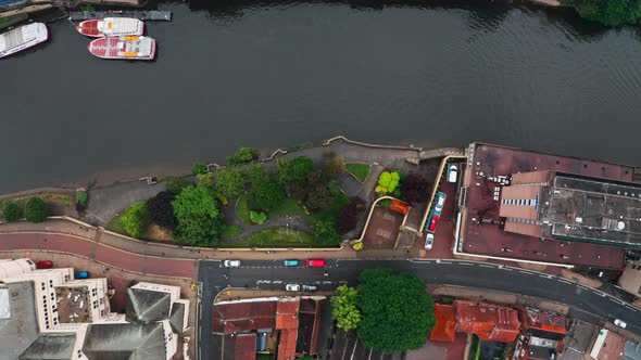 Top down drone shot over Central York river ouse