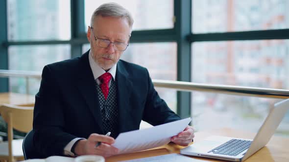 Portrait of senior businessman in formal costume.