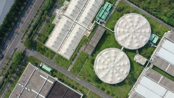 Sewage treatment plant in city