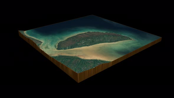 Akimiski Island terrain map 3D render 360 degrees loop animation