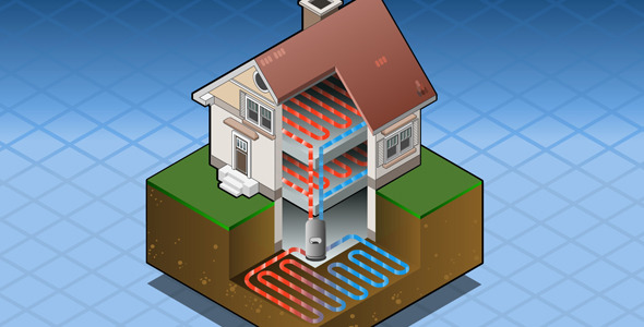 Isometric Geothermal Heat Pump Under Floor Heating