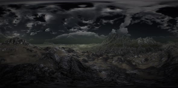 VR 360 Huge Dark Clouds Over Scottish Highlands