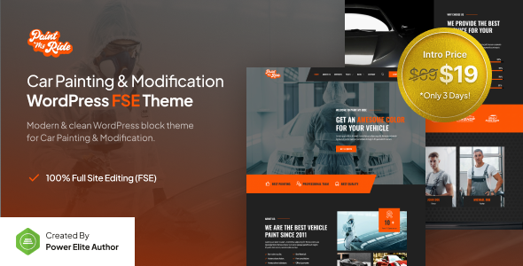 PaintMyRide – Car Painting & Modification FSE WordPress Theme – 0 Sold!