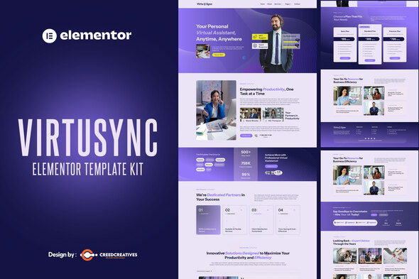 VirtuSync – Virtual Assistant Service Elementor Template Kit – 0 Sold!