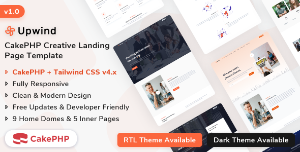 Upwind – CakePHP Landing Page Template – 0 Sold!