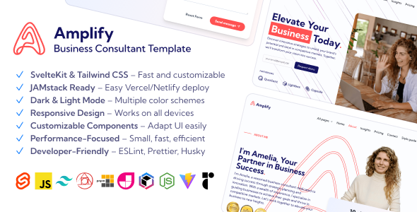 Amplify – Professional Business Consultant Template with Svelte & Tailwind