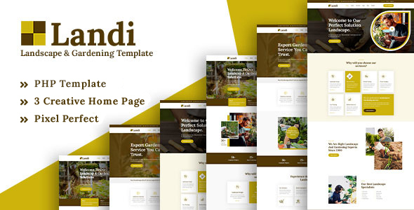 Landi – Landscape Gardening PHP Template – 0 Sold!