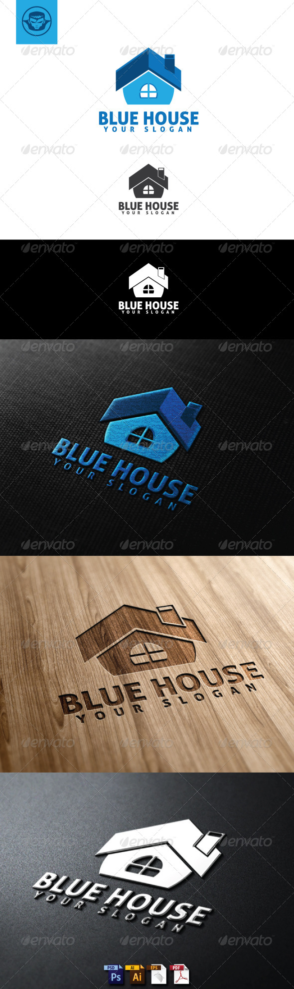 Blue House Logo Template
