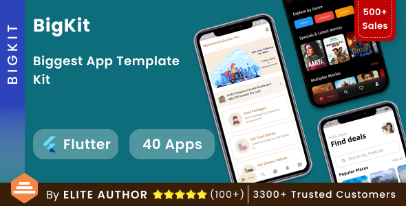Flutter UI Kit | BigKit - Biggest Flutter App Template Kit - 40 Apps