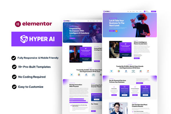 HyperAI – AI Marketing Agency and Technology Elementor Template Kit – 0 Sold!