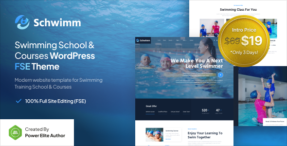 Schwimm – Swimming School & Course FSE WordPress Theme – 0 Sold!