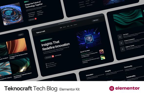 Teknocraft – Dark Theme Technology Blog Template Kit – 0 Sold!