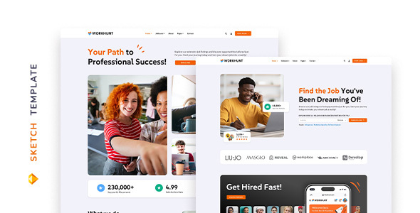 Workhunt – Job Portal Template for Sketch – 0 Sold!