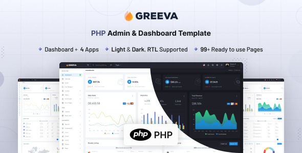 Greeva – PHP Admin & Dashboard Template – 0 Sold!