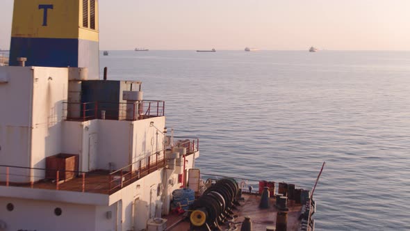 The Ship Ran Aground. Environmental Pollution at Sea. Aerial View. Grounded Ship. Drone Footage