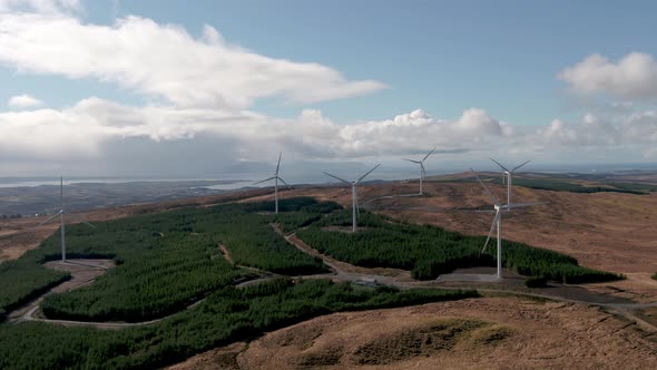 Aerial View of the Cloghervaddy Windfarm Between Frosses and Glenties in County Donegal