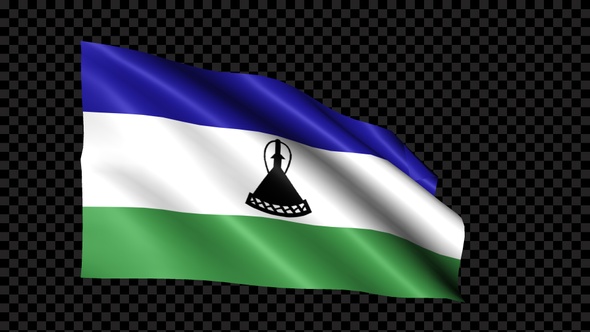 Lesotho Flag Blowing In The Wind