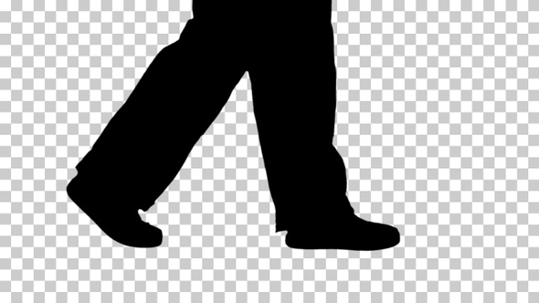Silhouette Legs of a construction worker walking, Alpha Channel alt