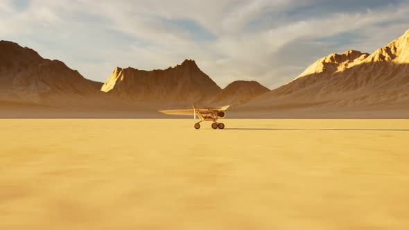 Planetary rover moving very fast through the rocky desert on the alien planet.