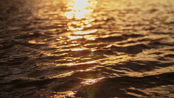 Slow Motion Shooting of Water Against the Background of Sunset